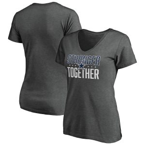 Women’s Dallas Cowboys Heather Charcoal Stronger Together V-Neck T-Shirt